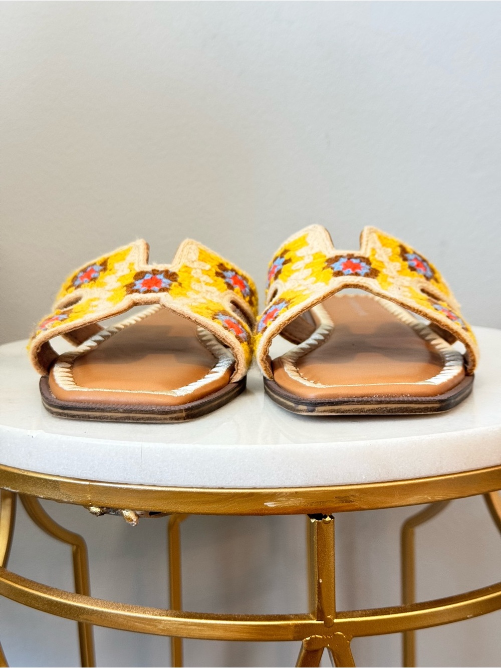 Madden Girl Yellow Embroidered Slide Mules - Picture 5 of 13